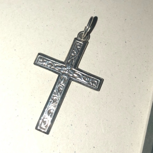 VTG Sterling Silver Cross Crucifix Floral Flower Filigree Style Design 925 - Picture 2 of 5